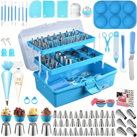 Satianyou Cake Decorating Tools Supplies Kit, 236 Pieces Baking Accessories with Storage Case, Frosting Piping Kit