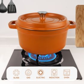 Cast iron Dutch POTS are suitable for gas, electric, ceramic, induction furnaces, and even grills. It can be used for cooking (Color: Orange)